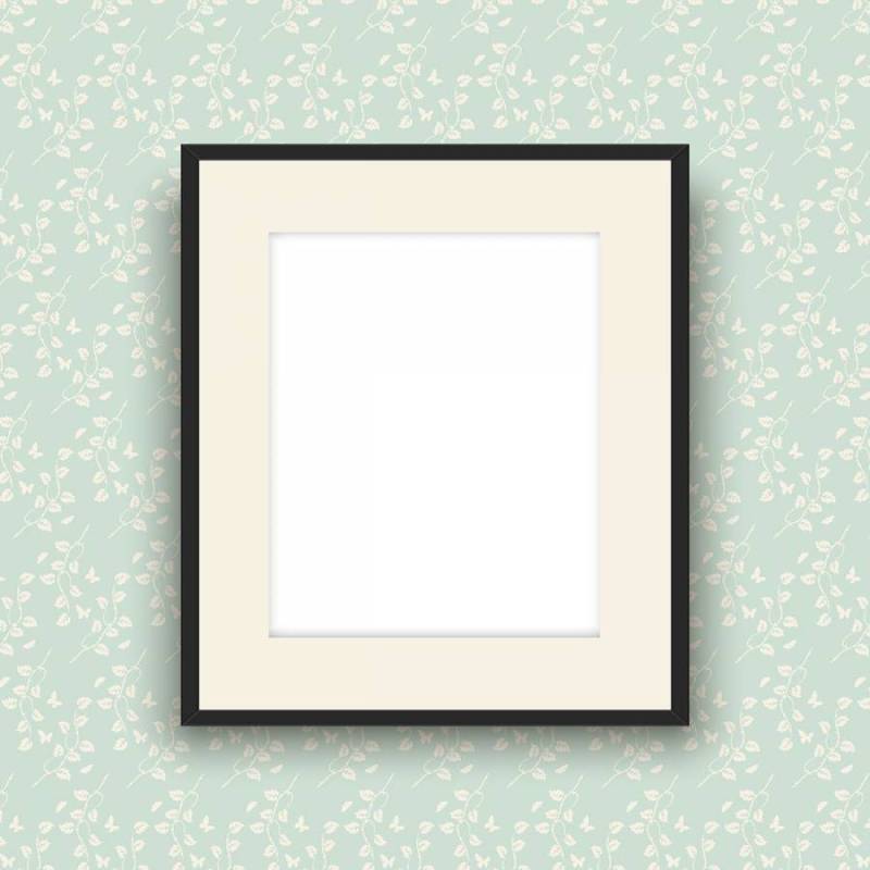 复古风格壁纸上的空白图片框架
