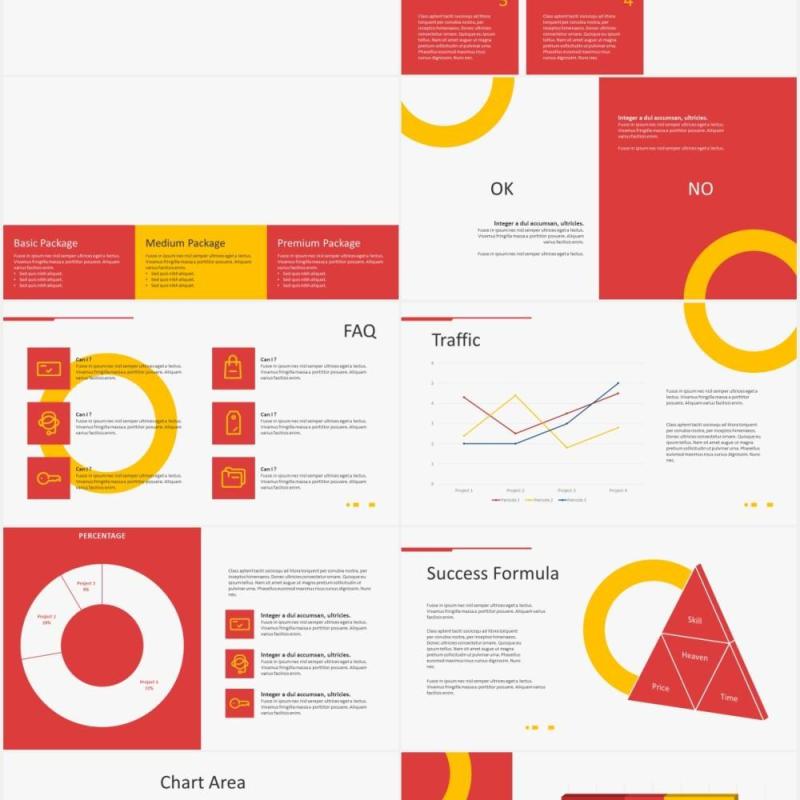 红黄双色公司介绍图文排版设计PPT模板INDUXTRY - Company Profile Powerpoint Template