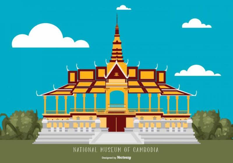 平面样式柬埔寨国家博物馆图