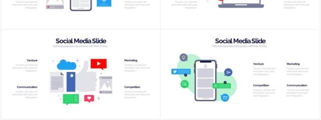 简洁商务社交媒体分析PPT信息图表素材Social Media Powerpoint Infographics