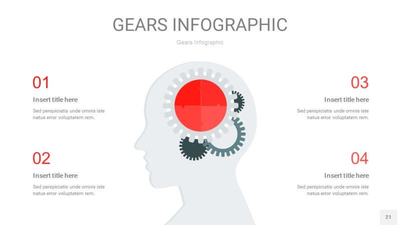 红色齿轮PPT信息图21