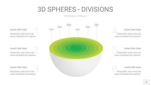 渐变绿色3D球体切割PPT信息图3