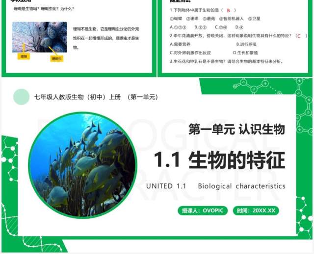 部编版七年级生物上册生物的特征PPT模板 部编版七年级生物上册生物的特征PPT模板