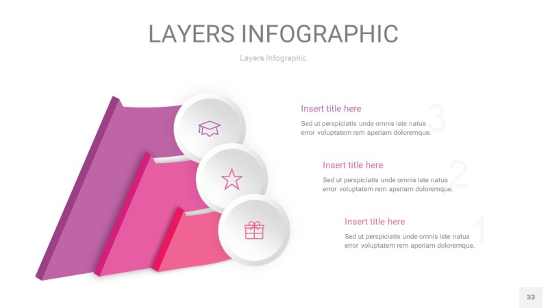 粉紫色3D分层PPT信息图33