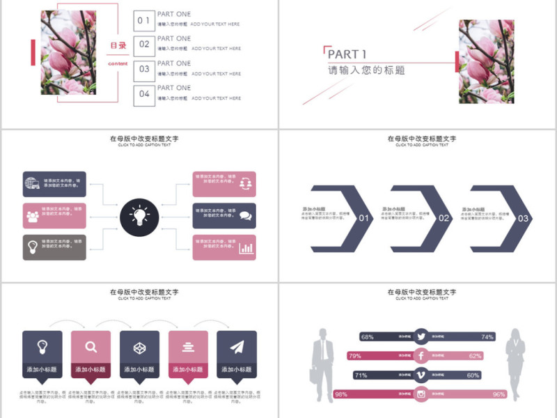 2018花朵清新个人年度工作总结ppt模板