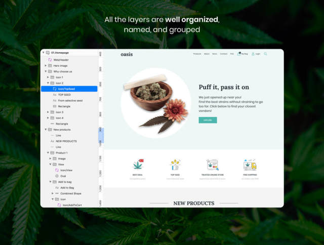 素描的清洁和最小的电子商务Web模板 - 带一些 图标！，Oasis - 大麻电子商务素描模板