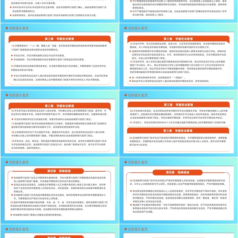蓝色卡通风中小学生学籍管理办法PPT模板