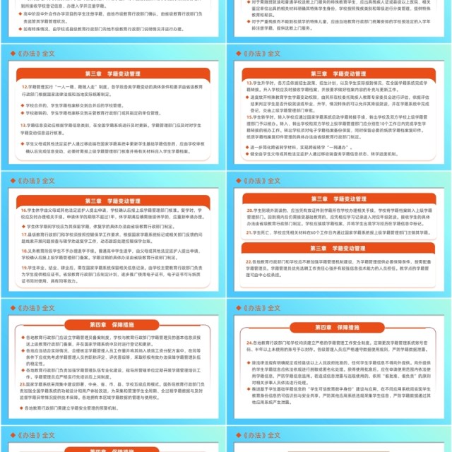 蓝色卡通风中小学生学籍管理办法PPT模板 蓝色卡通风中小学生学籍管理办法PPT模板