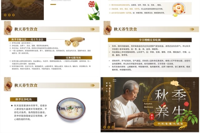 棕色中国风秋季养生中医保健知识PPT模板 棕色中国风秋季养生中医保健知识PPT模板