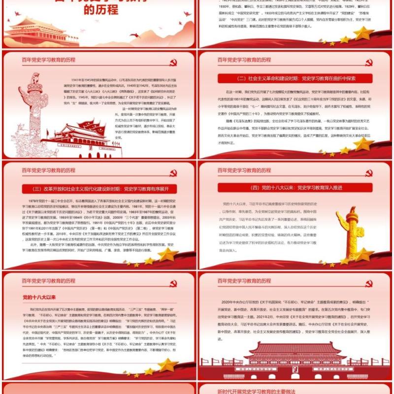 红色党政新时代加强党史学习教育研究PPT模板