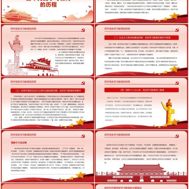 红色党政新时代加强党史学习教育研究PPT模板 红色党政新时代加强党史学习教育研究PPT模板