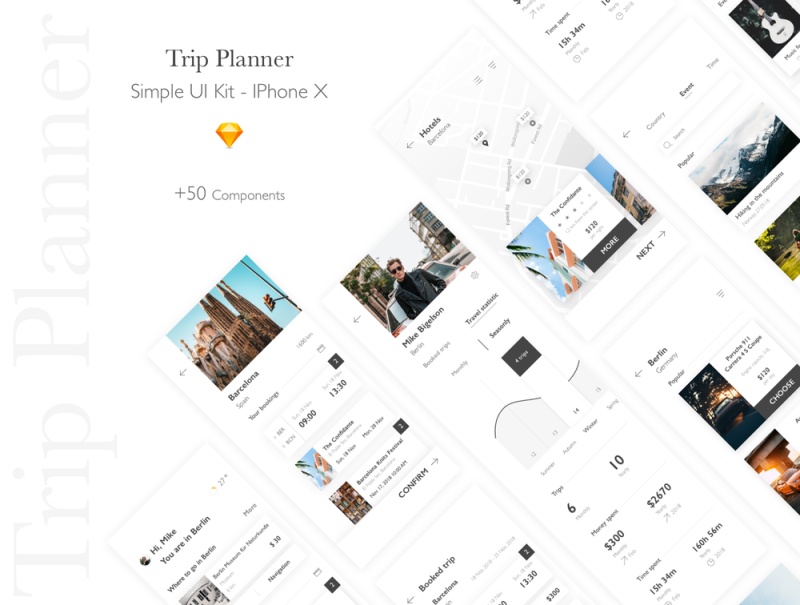 惊人的UI工具包为真正的环球旅行者创建一个应用程序！，Trip Planner App Kit