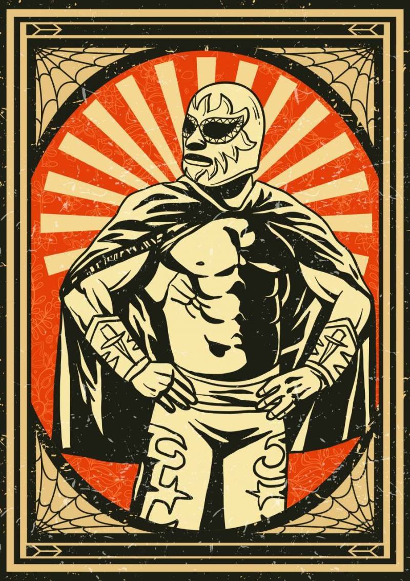 老式的墨西哥摔跤手海报