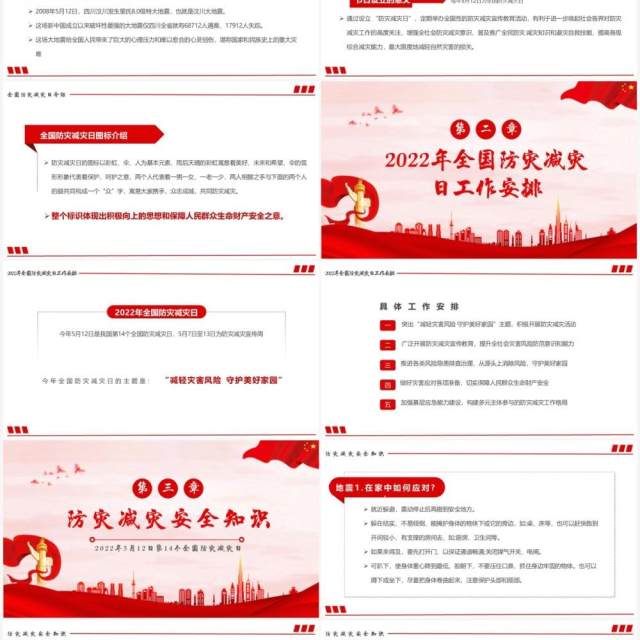 红色简约全国防灾减灾日宣讲PPT模板 红色简约全国防灾减灾日宣讲PPT模板
