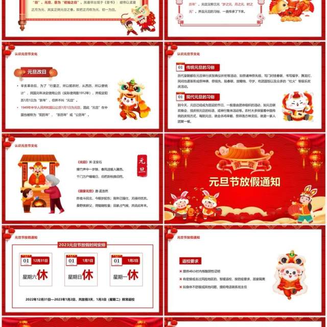 红色喜庆中国风元旦假期安全教育PPT模板 红色喜庆中国风元旦假期安全教育PPT模板