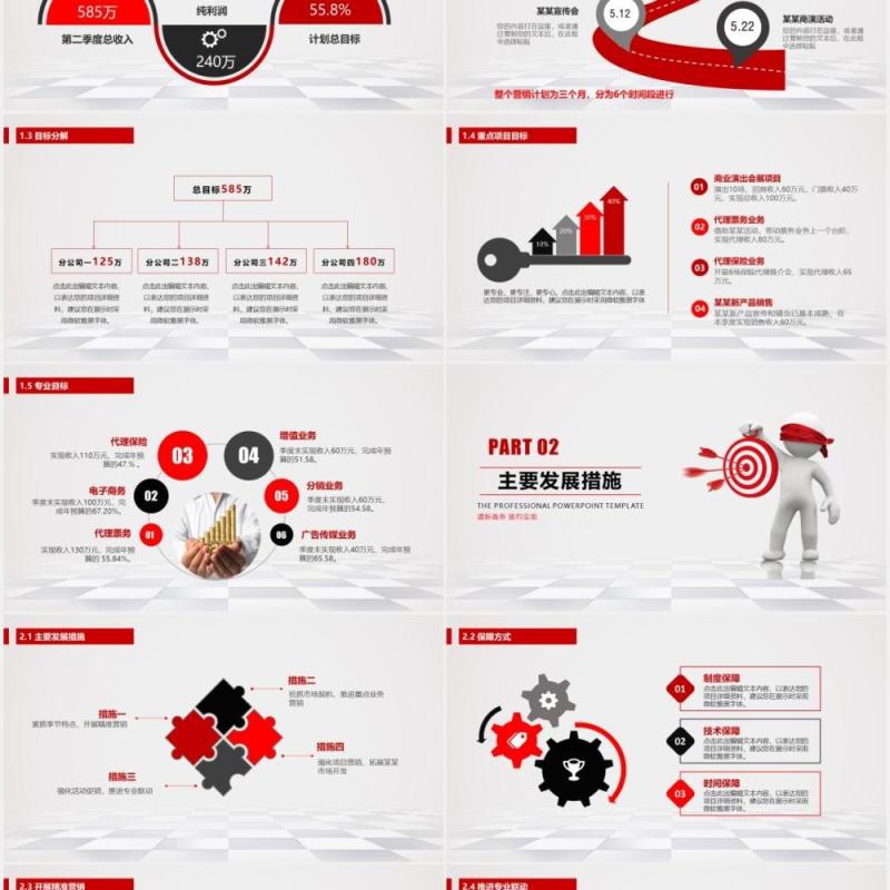红色简约企业市场销售部门营销计划报告PPT模板