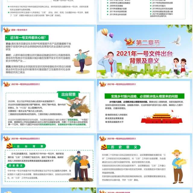 2021年中央一号文件全面推进乡村振兴PPT模板 2021年中央一号文件全面推进乡村振兴PPT模板