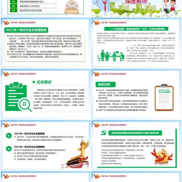 2021年中央一号文件全面推进乡村振兴PPT模板 2021年中央一号文件全面推进乡村振兴PPT模板