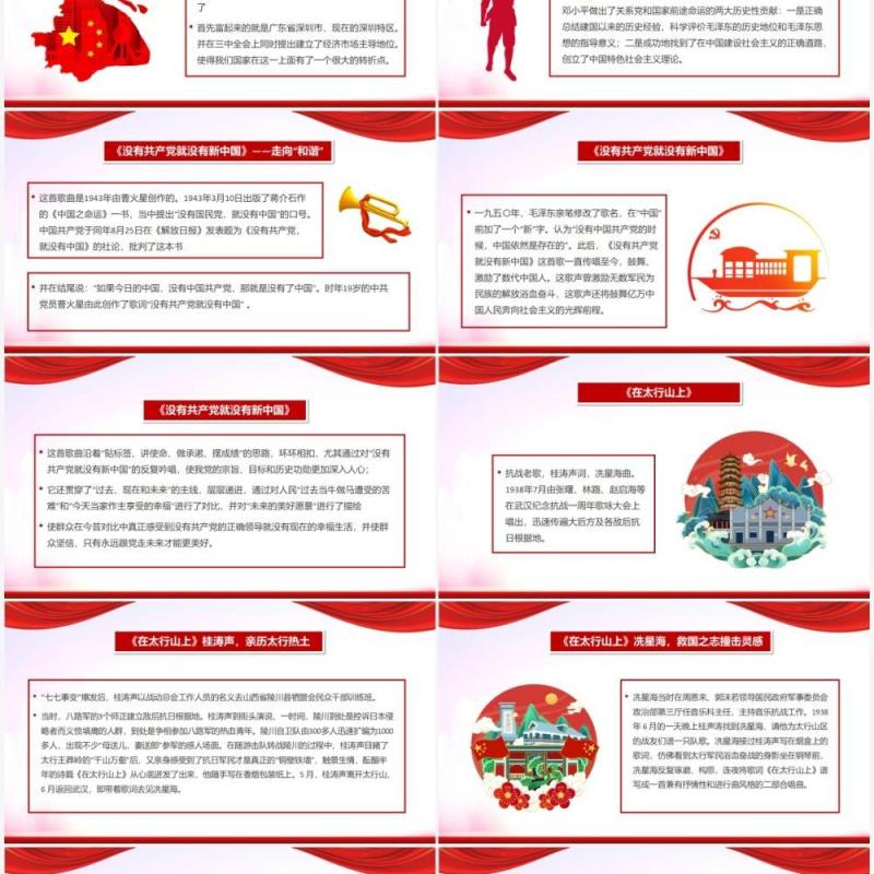 2021爱国歌曲红色之旅红色歌曲动态ppt模板