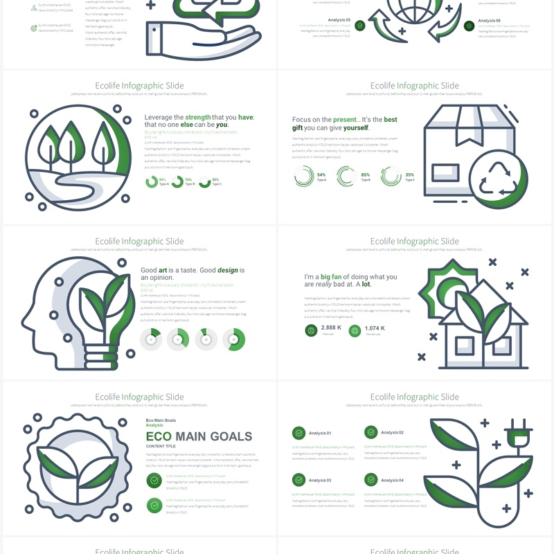 绿色生态创意图标PPT素材