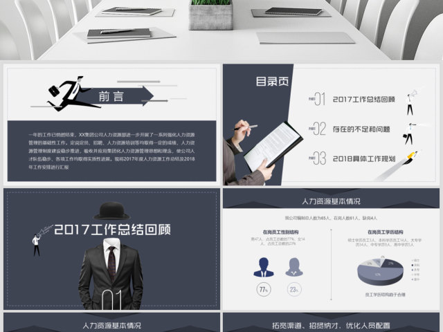 框架完整的人力资源部行政部工作总结PPT 框架完整的人力资源部行政部工作总结PPT