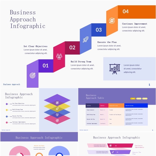 商业经营方式信息图表PPT模板Business Approach