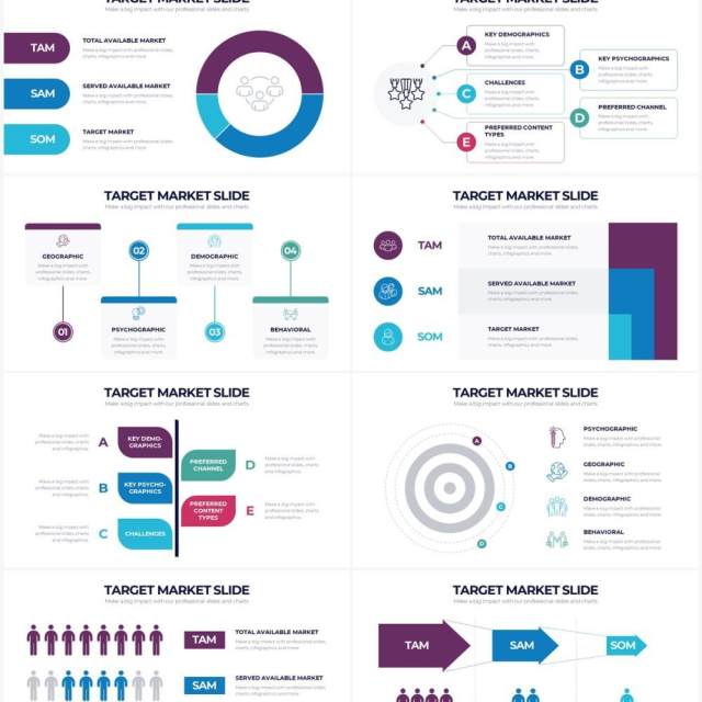 简洁绿色系目标市场用户群体分析PPT信息图形素材Target Market Powerpoint Infographics