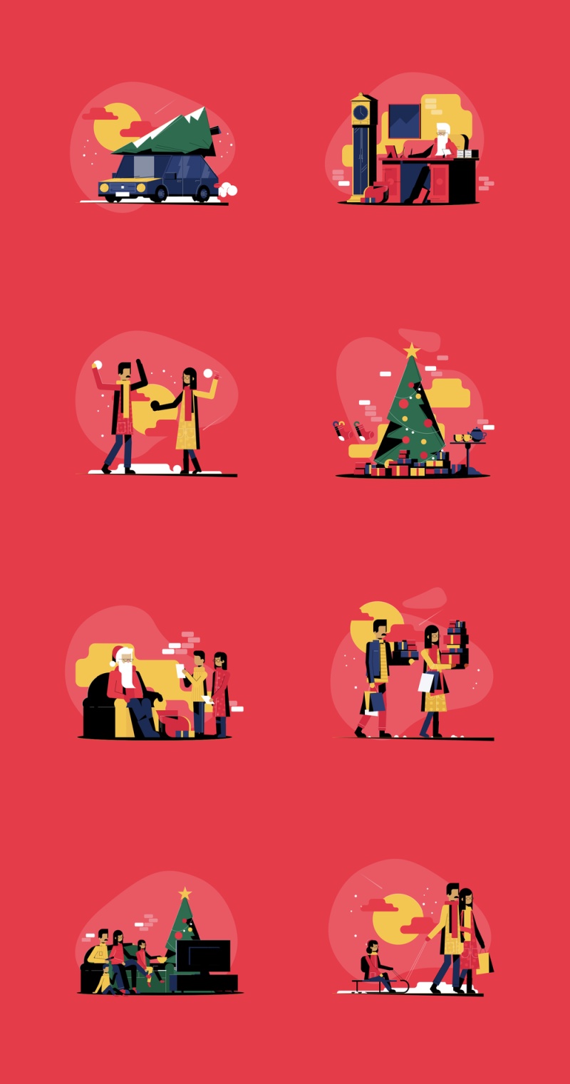 移动＆桌面，欢乐圣诞节例证的欢乐圣诞节例证组装