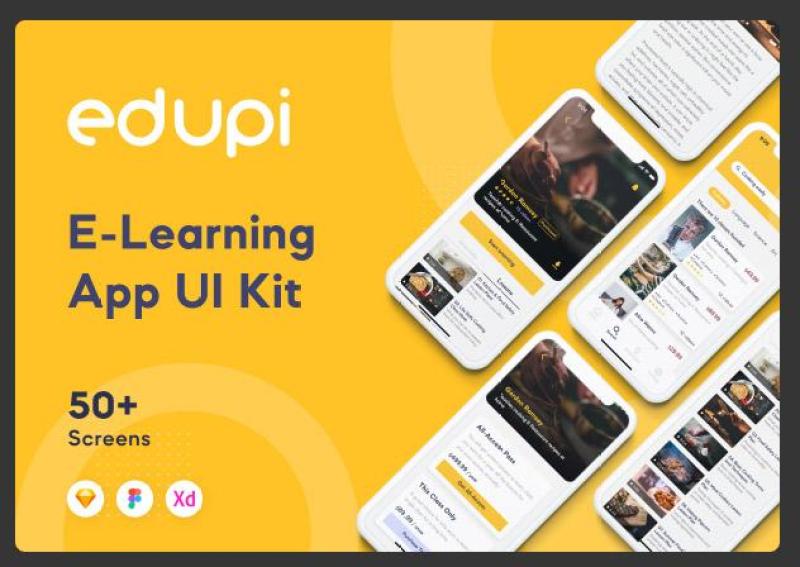 教育电子学习应用程序用户界面工具包Edupi - E-Learning App UI Kit