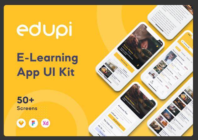 教育电子学习应用程序用户界面工具包Edupi - E-Learning App UI Kit
