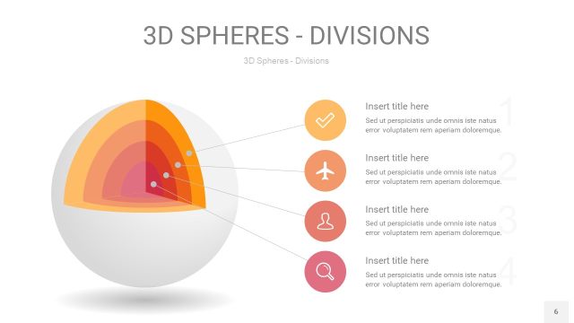 渐变橙色3D球体切割PPT信息图6