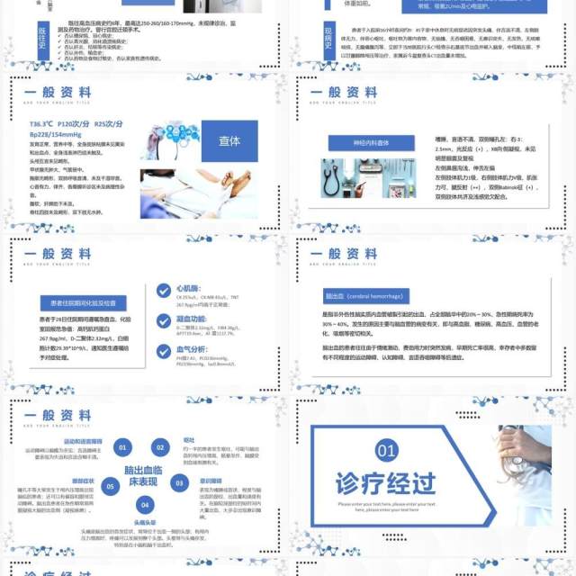 蓝色简约风脑出血护理个案汇报PPT模板 蓝色简约风脑出血护理个案汇报PPT模板