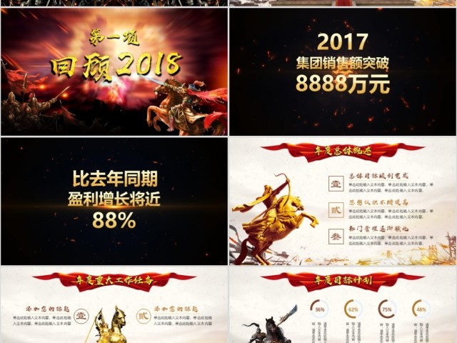 原创震撼大气迎战2019猪年年会开场颁奖晚会PPT-版权可商用