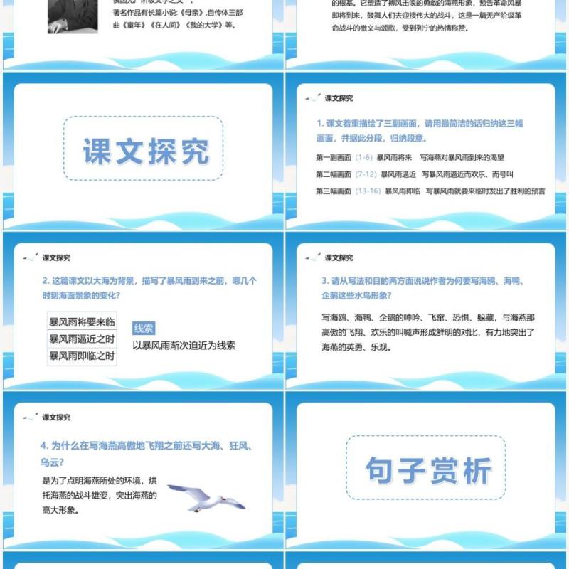 部编版九年级语文下册海燕课件PPT模板