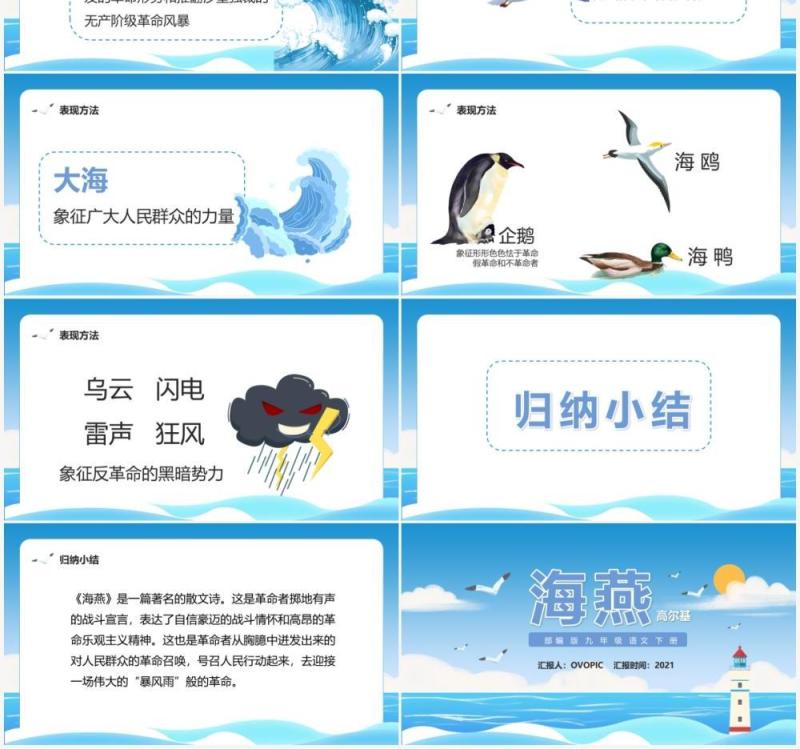 部编版九年级语文下册海燕课件PPT模板