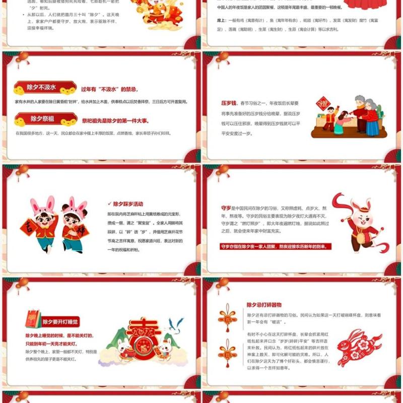 红色喜庆中国风除夕习俗介绍PPT模板