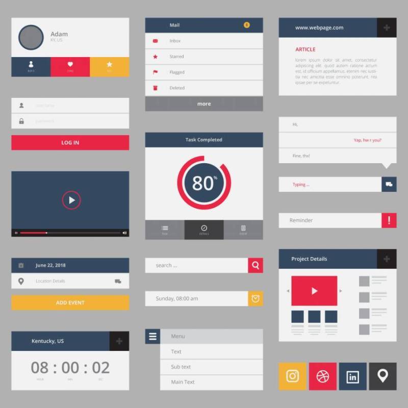 现代青年平面设计中的线框元素全套