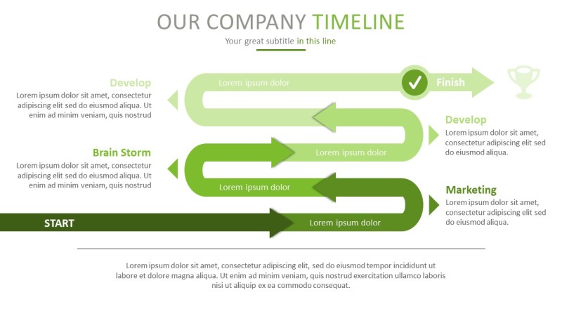 绿色并列关系PPT图表-23