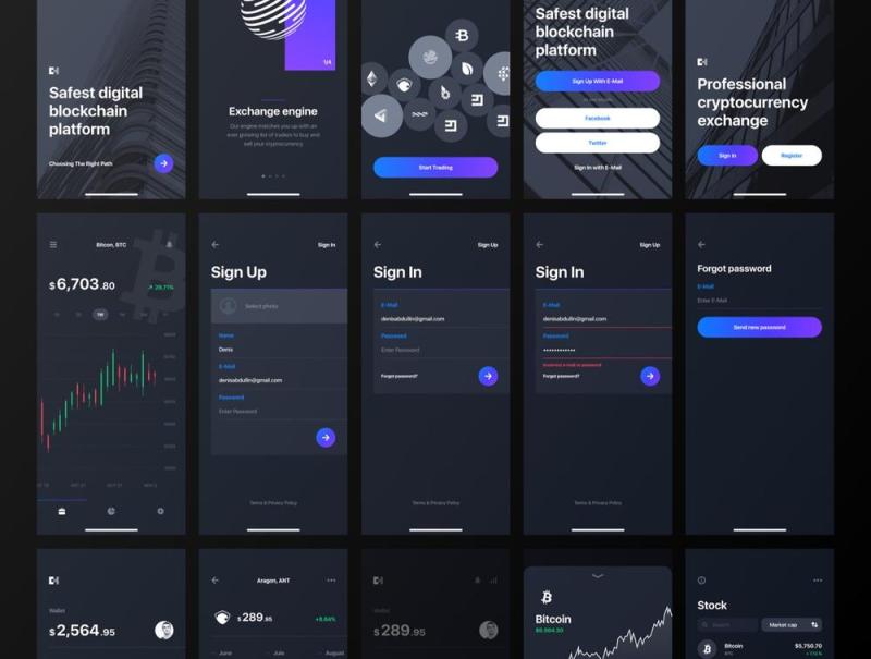 精心设计的Cryptocurrency Mobile UI Kit，Chain Crypto UI Kit