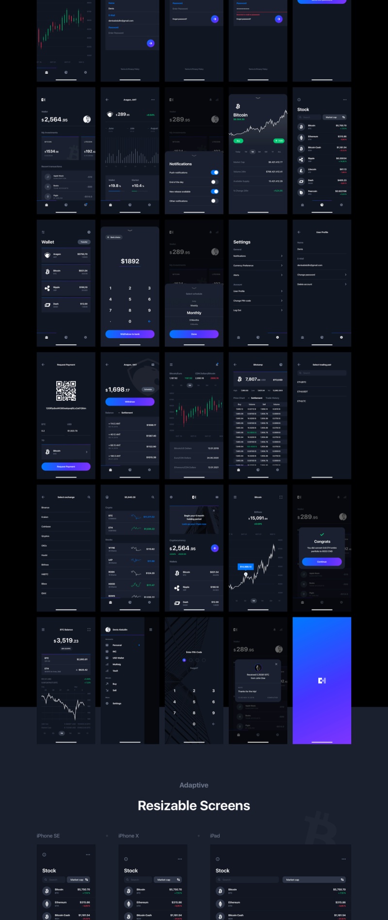 精心设计的Cryptocurrency Mobile UI Kit，Chain Crypto UI Kit
