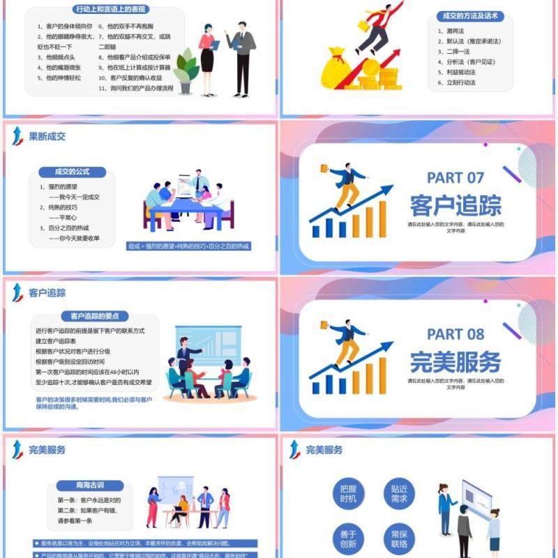 渐变扁平化企业销售基本流程企业培训PPT模板