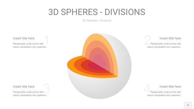 渐变橙色3D球体切割PPT信息图5