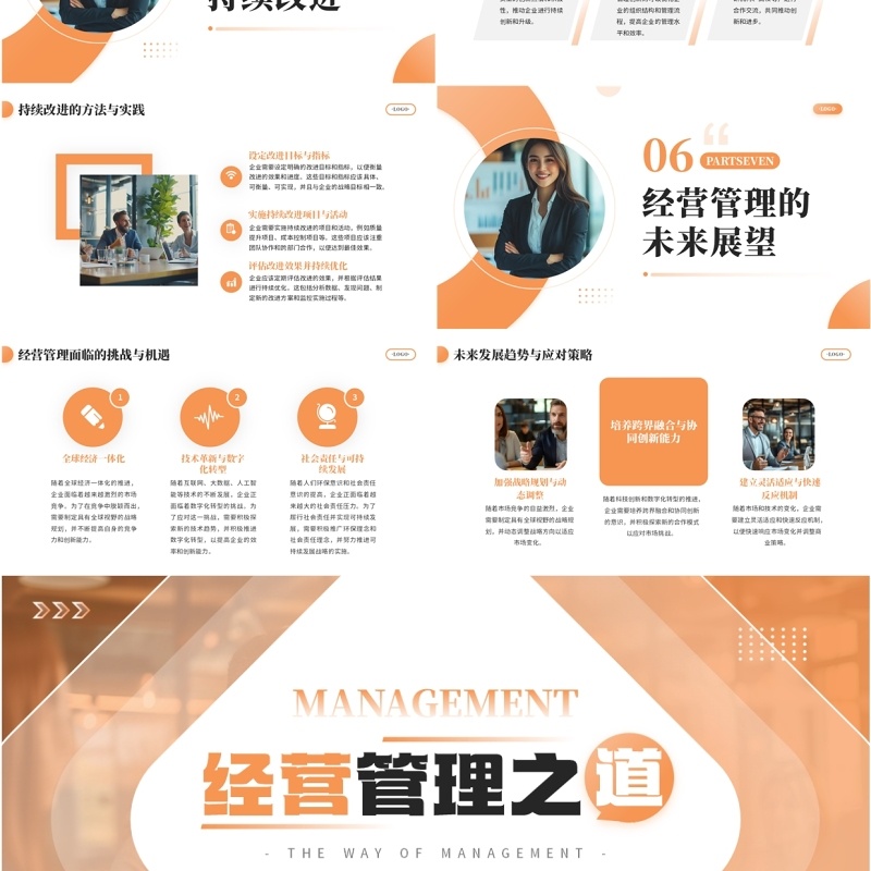橙色商务风经营管理之道PPT模板