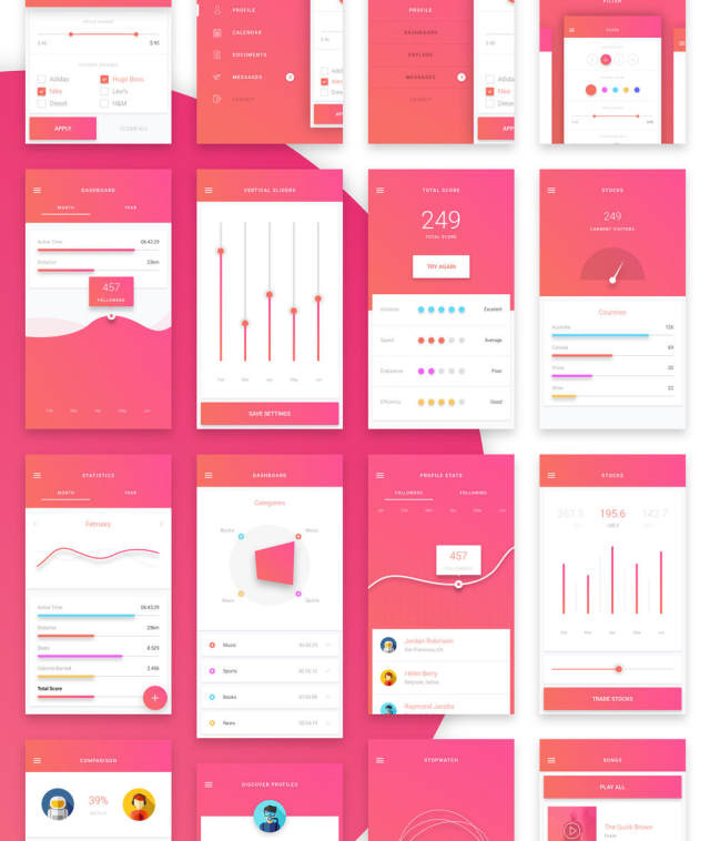 素描应用移动模板和Material Design UI元素,Matta Material UI Kit 素描应用移动模板和Material Design UI元素,Matta Material UI Kit
