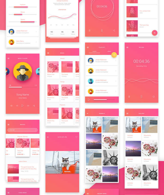 素描应用移动模板和Material Design UI元素,Matta Material UI Kit 素描应用移动模板和Material Design UI元素,Matta Material UI Kit