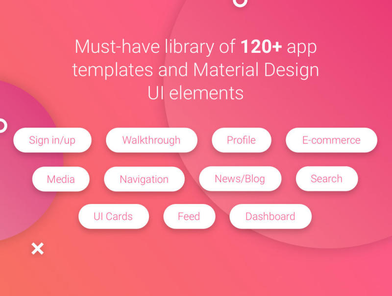 素描应用移动模板和Material Design UI元素，Matta Material UI Kit