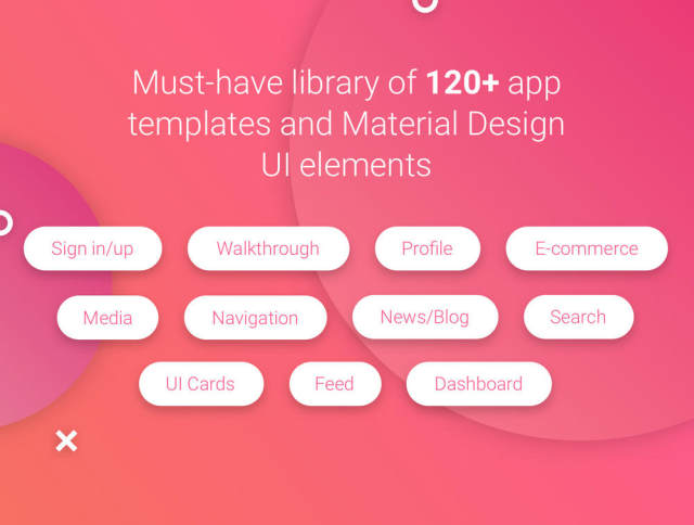 素描应用移动模板和Material Design UI元素，Matta Material UI Kit