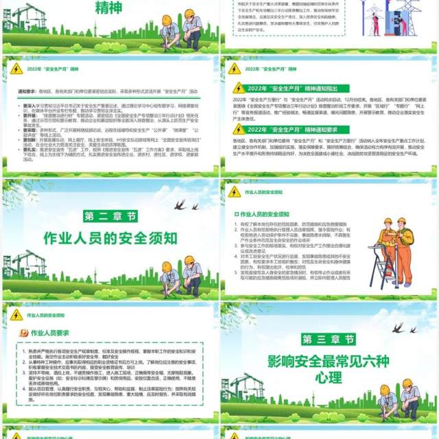 绿色卡通风安全生产月PPT模板 绿色卡通风安全生产月PPT模板