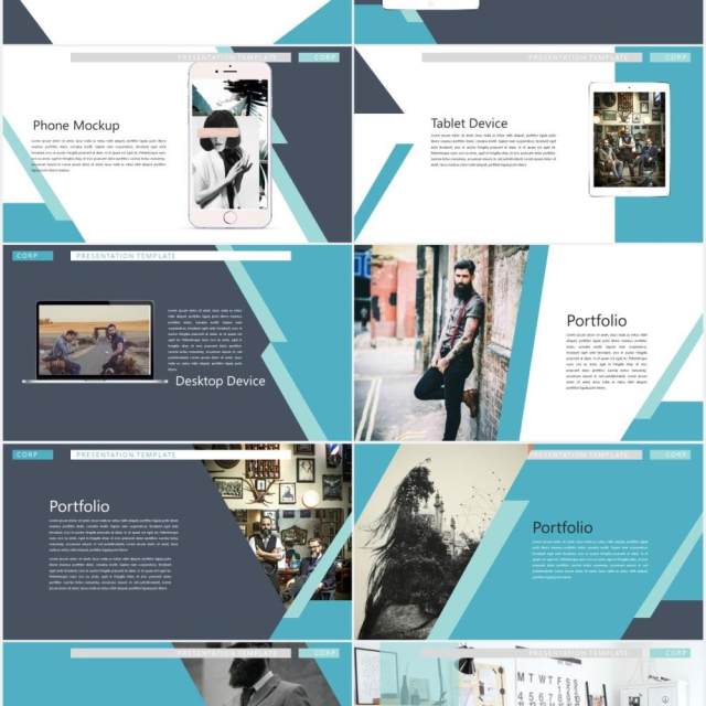 企业商务设计作品展示PPT模板Corporate Design Powerpoint