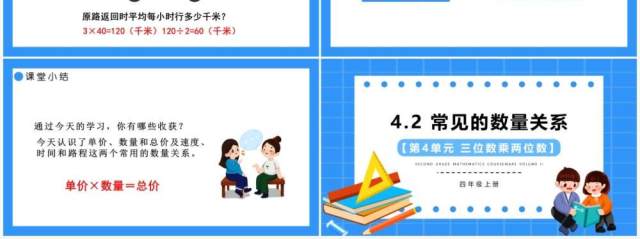 部编版四年级数学上册常见的数量关系课件PPT模板 部编版四年级数学上册常见的数量关系课件PPT模板